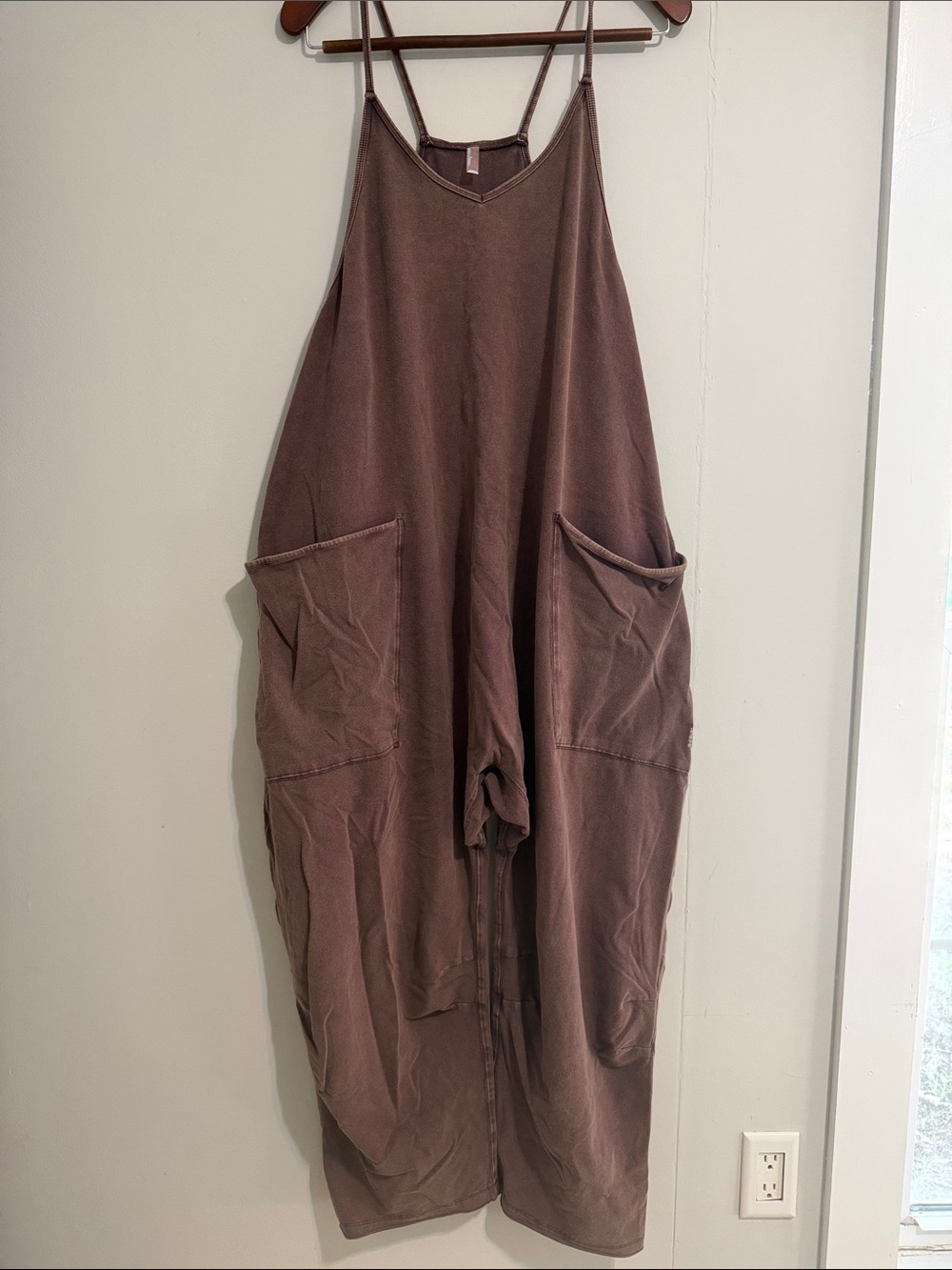 FP Movement by Free People Oversized Spaghetti-Strap Jumpsuit in Brown